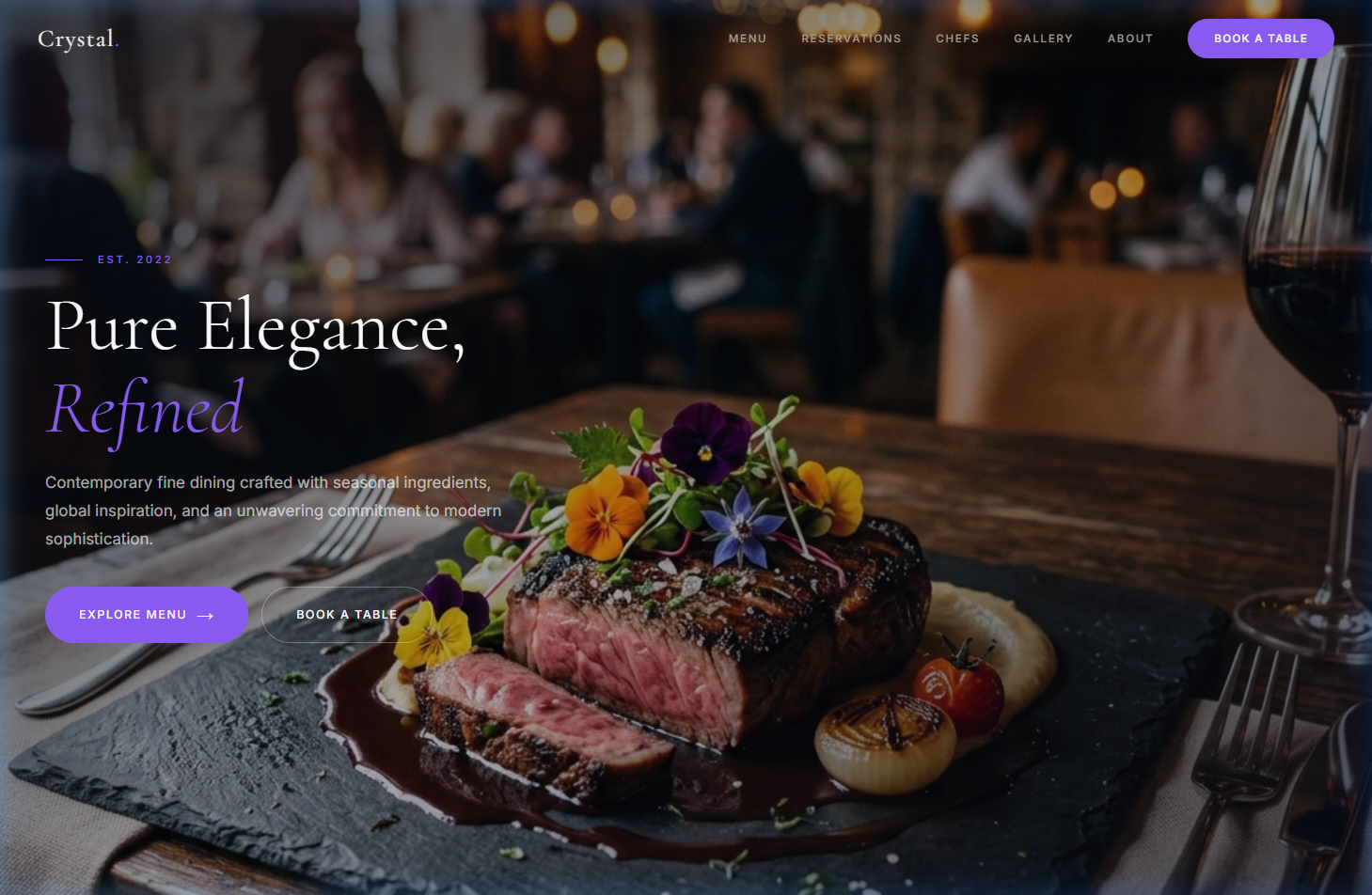 Crystal Dining — Fine Dining Template